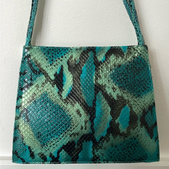Vintage Y2K Carvela mini bag small snakeskin handbag turquoise - Picture 2 of 11